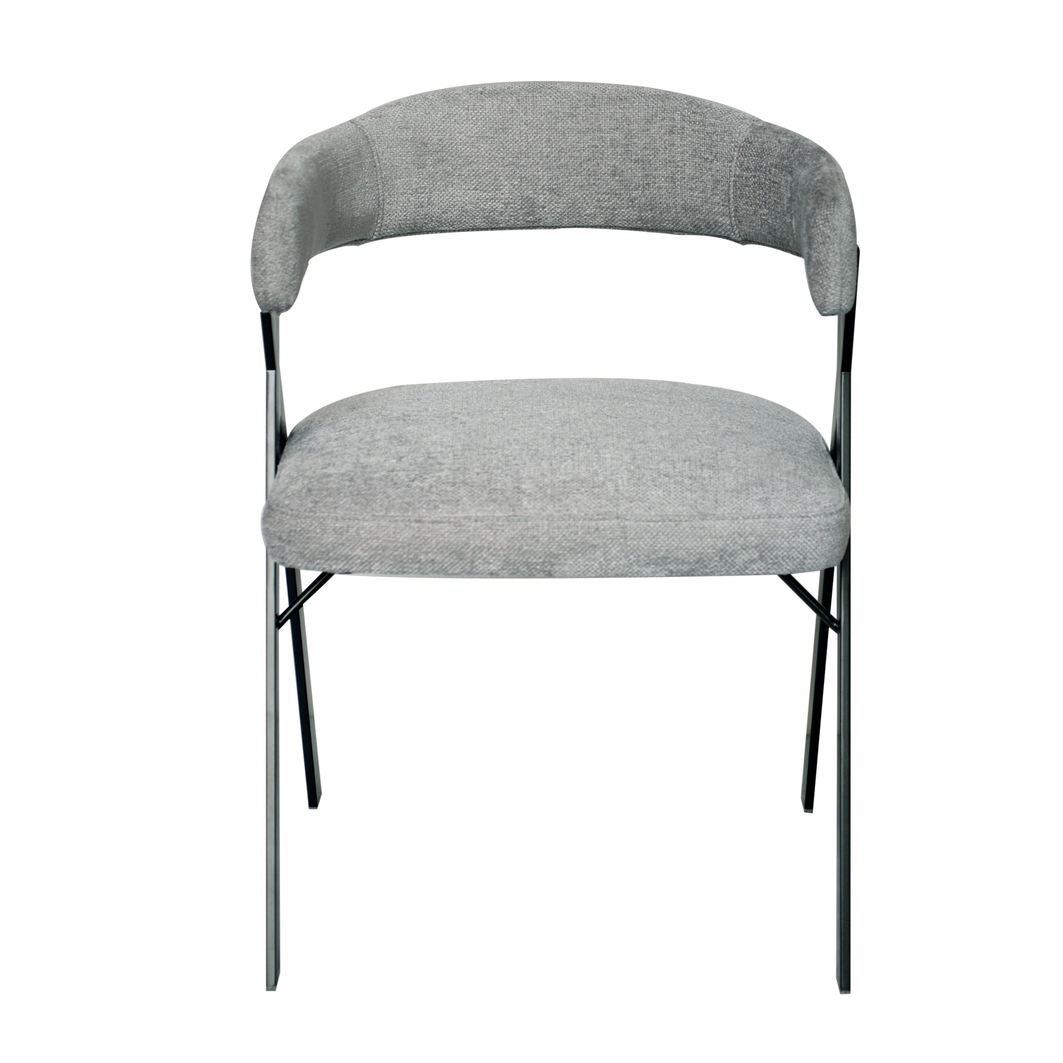 Izzy 33" Gray Chenille Upholstered Arm Chair with Metal Frame