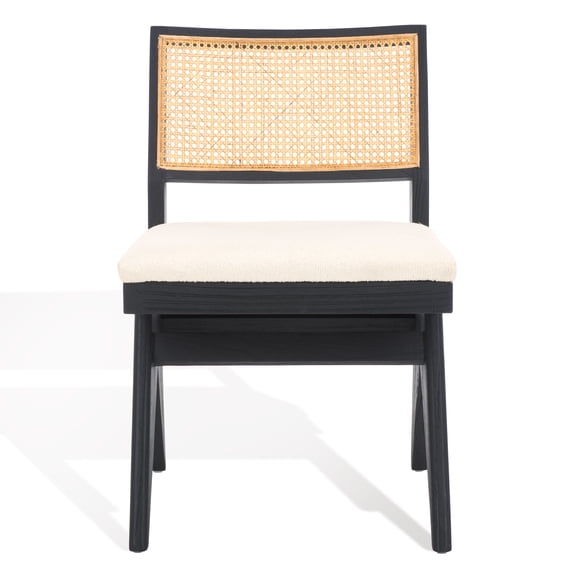 SAFAVIEH Couture Jaqueline Modern Boucle Solid Dining Side Chair, Beige/Black