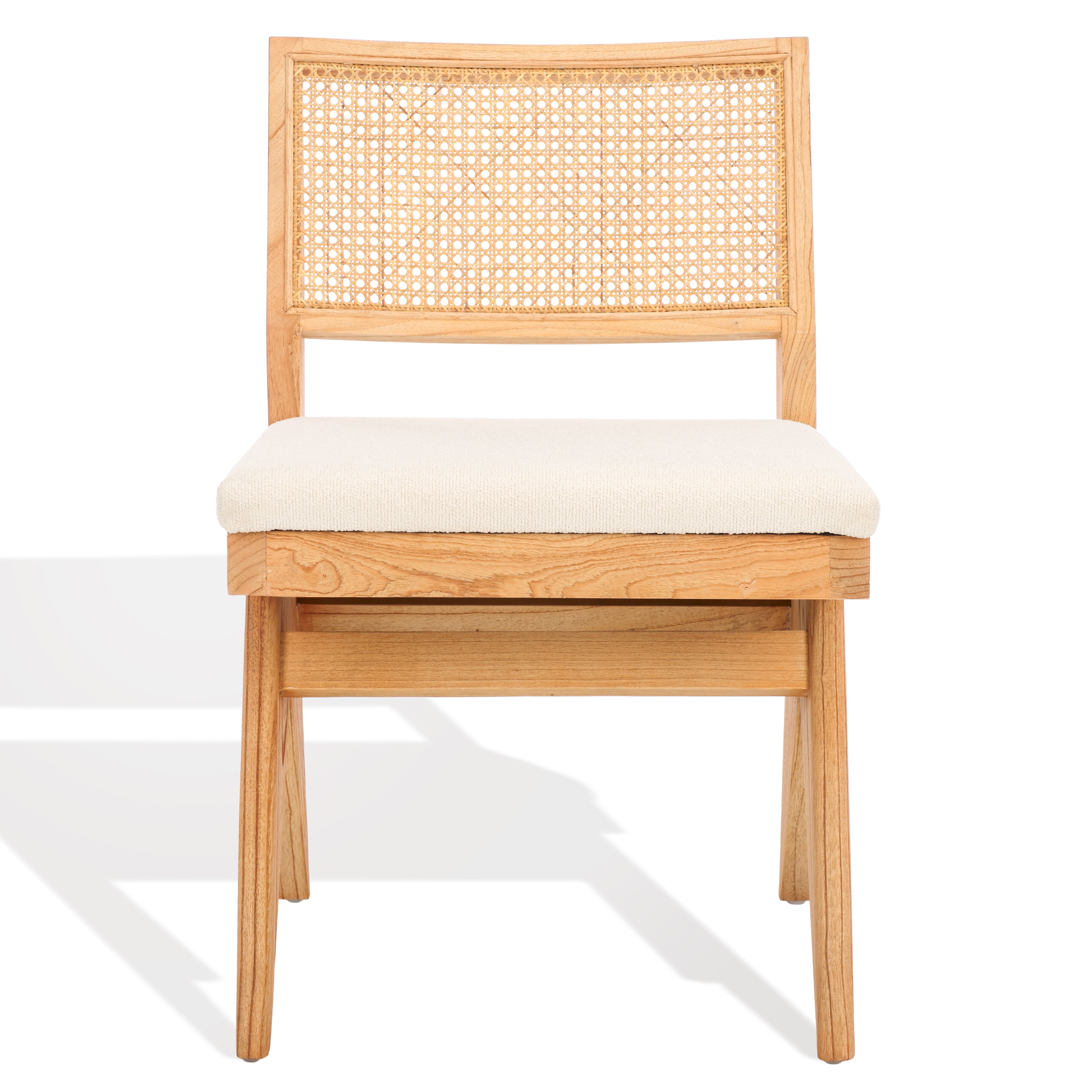 Beige and Natural High Back Rattan Cane Dining Side Chair