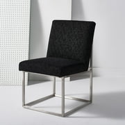 SAFAVIEH Couture Jenette Modern Linen Solid Dining Chair, Black/Silver