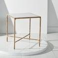 thumbnail image 1 of SAFAVIEH Couture Jessa Glam Glass Top Metal End Table, Brass/White, 1 of 9