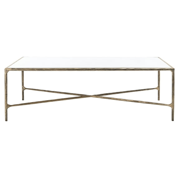 SAFAVIEH Couture Jessa Glam Metal Coffee Table, Brass/White