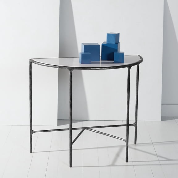 SAFAVIEH Couture Jessa Glam Metal Console Table, Black/White