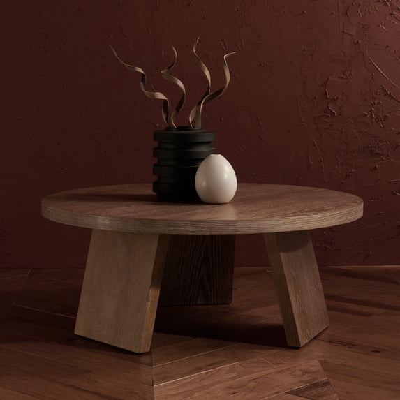 SAFAVIEH Couture Julianna Rustic Round Wood Coffee Table, Rustic Oak