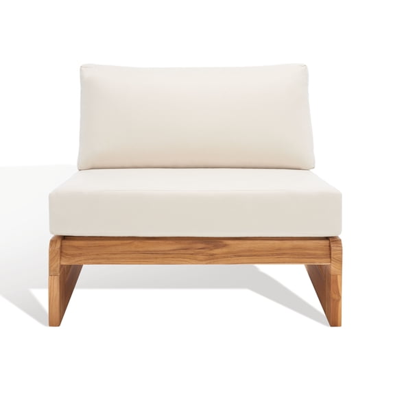 SAFAVIEH Couture Julianne Brazilian Teak Patio Chair, Natural/Beige