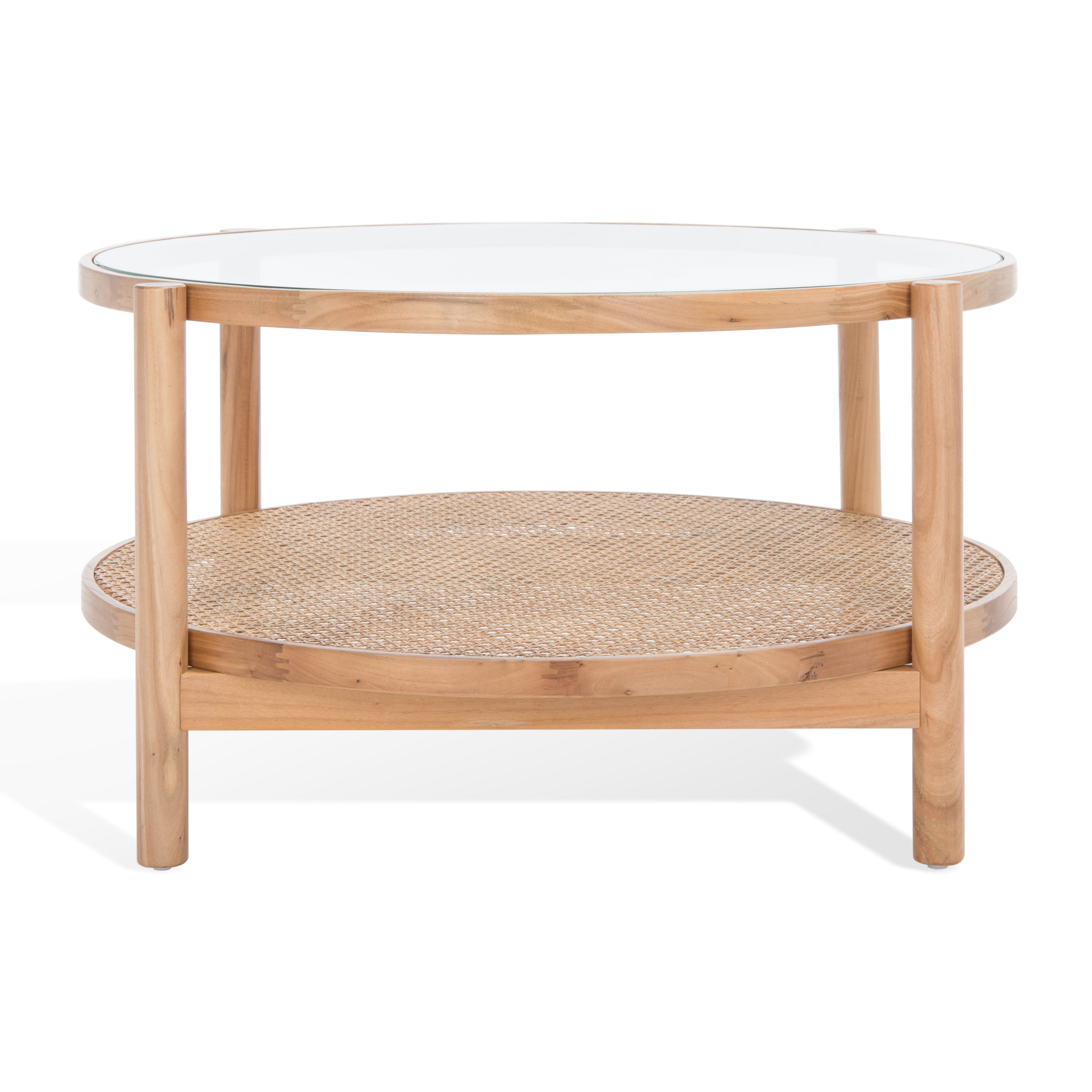 SAFAVIEH Couture Karyna Contemporary Round Glass Coffee Table, Natural/Clear