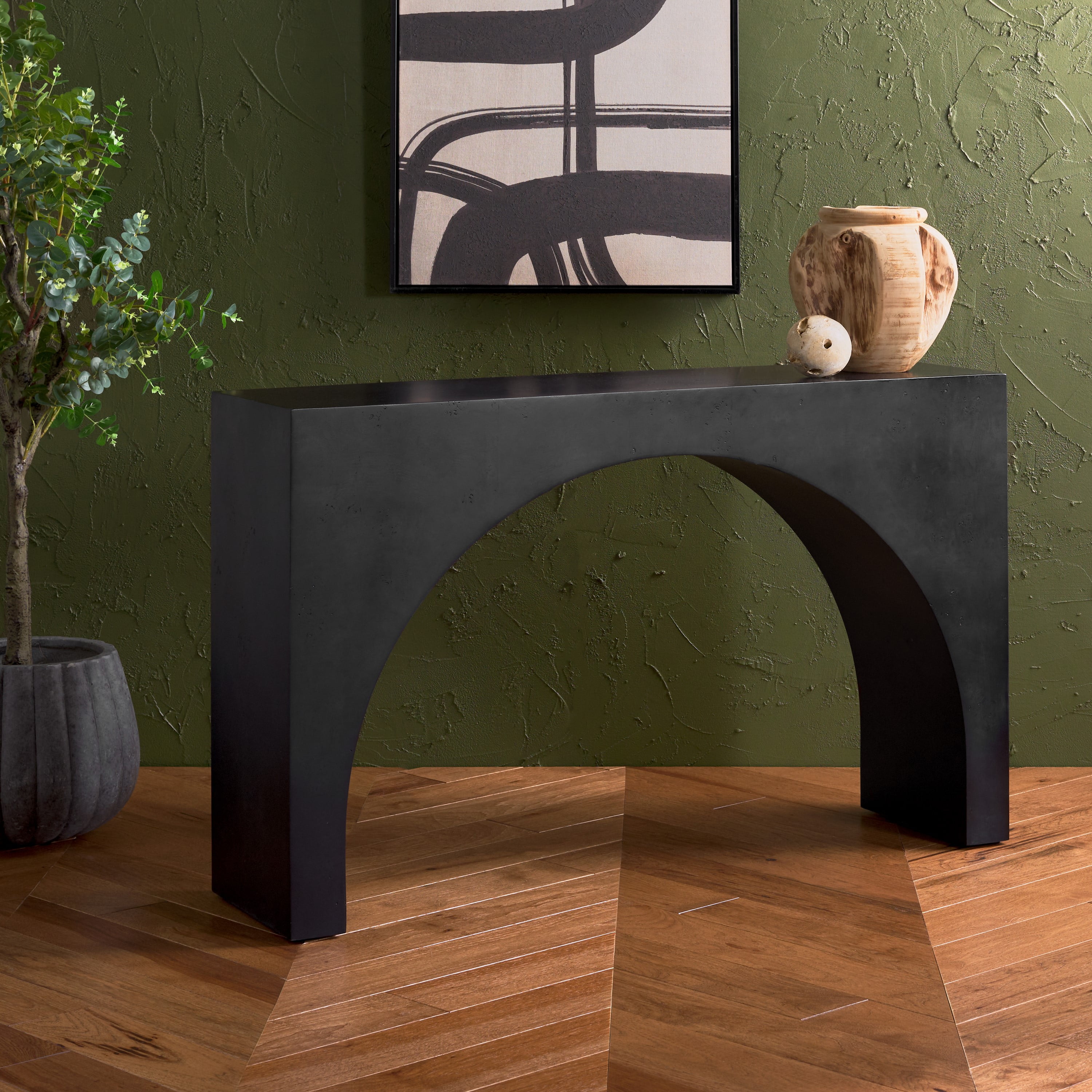 Katelynn 48'' Gray Burled Mappa Wood Veneer Console Table