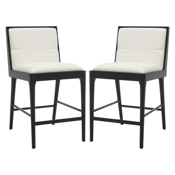 SAFAVIEH Couture Laycee Square Mid Back Counter Stool, Black/White (Set of 2)
