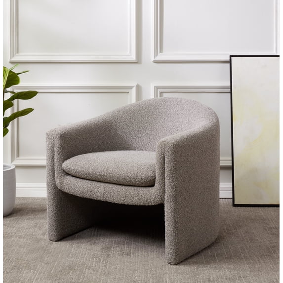 SAFAVIEH Couture Laylette Modern Boucle Solid Accent Chair, Light Grey