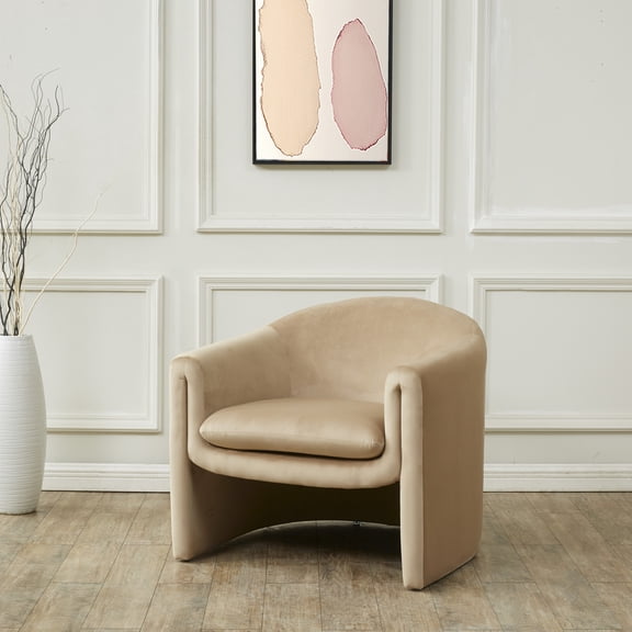 SAFAVIEH Couture Laylette Modern Design Velvet Accent Chair, Light Brown