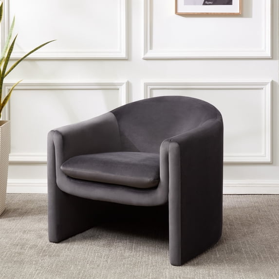 SAFAVIEH Couture Laylette Modern Velvet Solid Accent Chair, Dark Grey