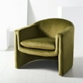 thumbnail image 1 of SAFAVIEH Couture Laylette Collection Modern Wood Fabric Foam Metal Solid Print Accent Chair, Olive Green, 1 of 13