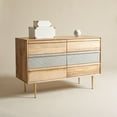thumbnail image 1 of SAFAVIEH Couture Leni Modern 6-Drawer Dresser, Natural/Cement/Brass, 1 of 16