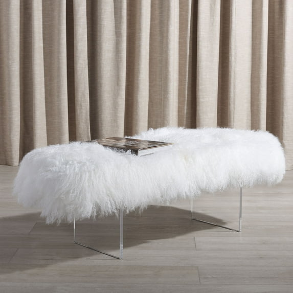 SAFAVIEH Couture Lilliana Solid Sheepskin Modern Bench, White