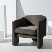 SAFAVIEH Couture Londyn Modern Velvet Solid Accent Chair, Dark Brown