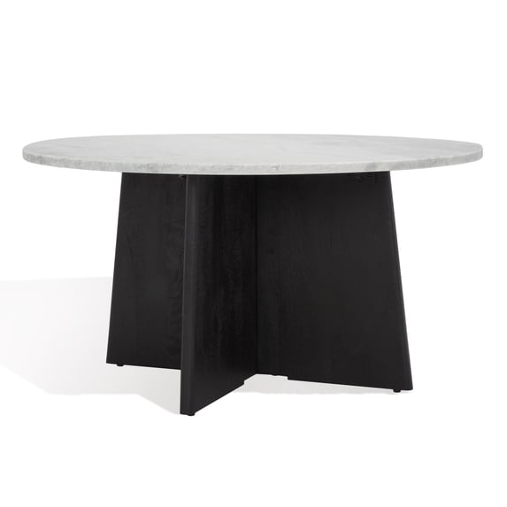 SAFAVIEH Couture Madilynn Modern Round Wood Coffee Table, Black/Light Grey