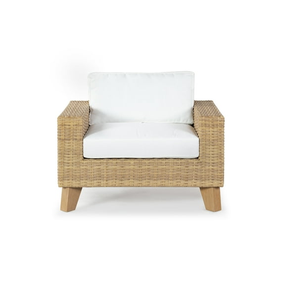 SAFAVIEH Couture Margarita Wicker Patio Armchair, Natural/White