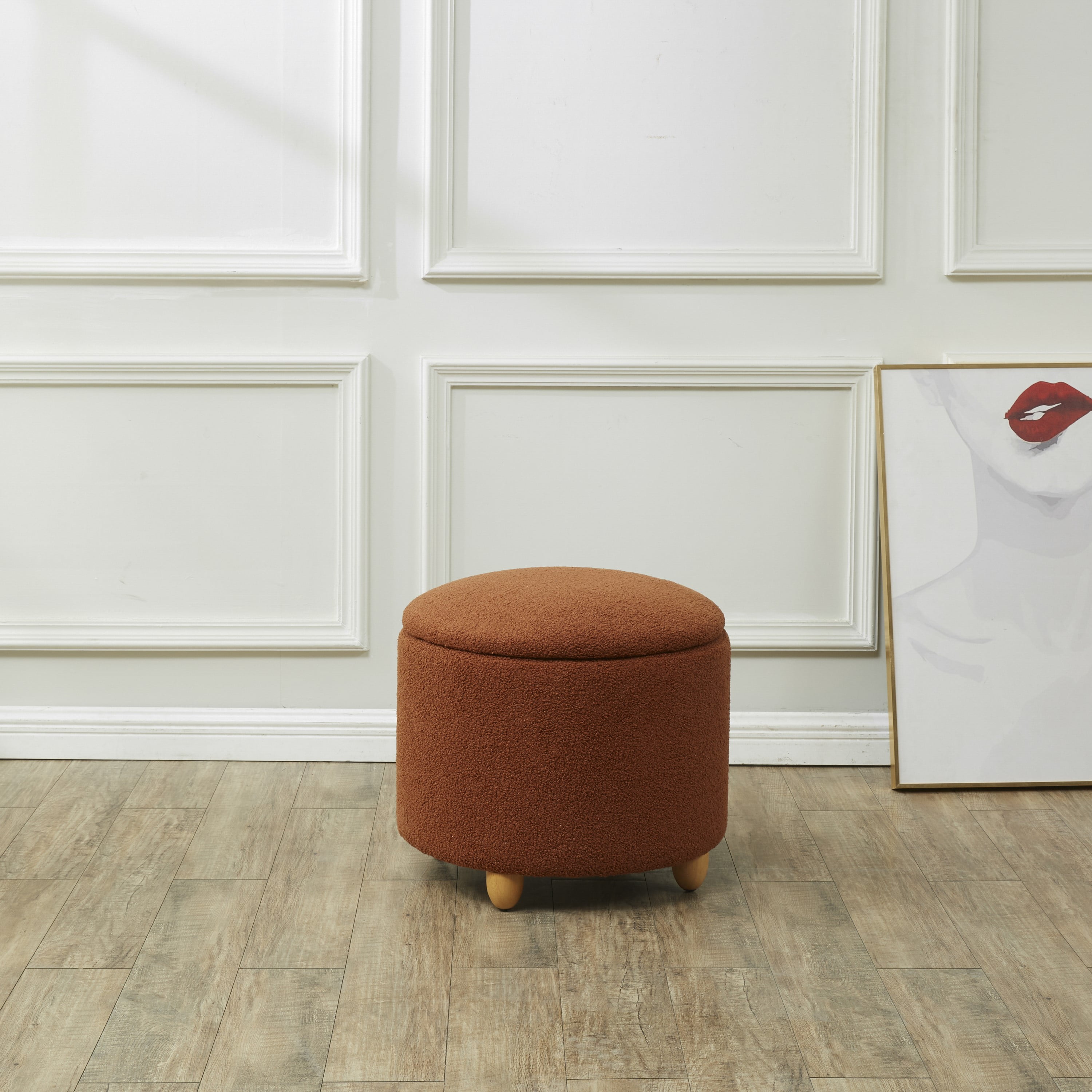 Rust Colored Ottoman SAFAVIEH Couture Mariabella Modern Faux Shearling Ottoman with Storage ...