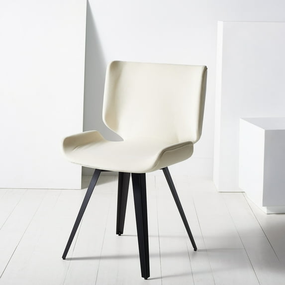 SAFAVIEH Couture Matty Scandinavian Velvet Solid Dining Chair, Cream