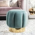 thumbnail image 1 of SAFAVIEH Couture Maxine Channel Modern Glam Tufted Ottoman, Seafoam/Brass, 1 of 8