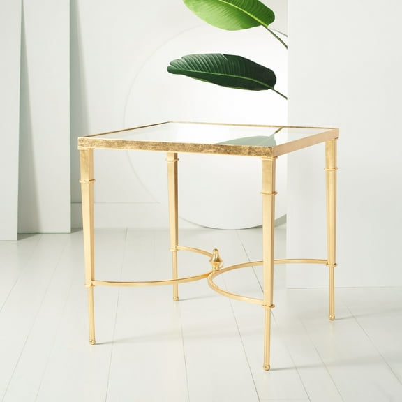 SAFAVIEH Couture Mendez Contemporary Glass Top Metal End Table, Gold