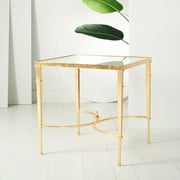 SAFAVIEH Couture Mendez Contemporary Glass Top Metal End Table, Gold