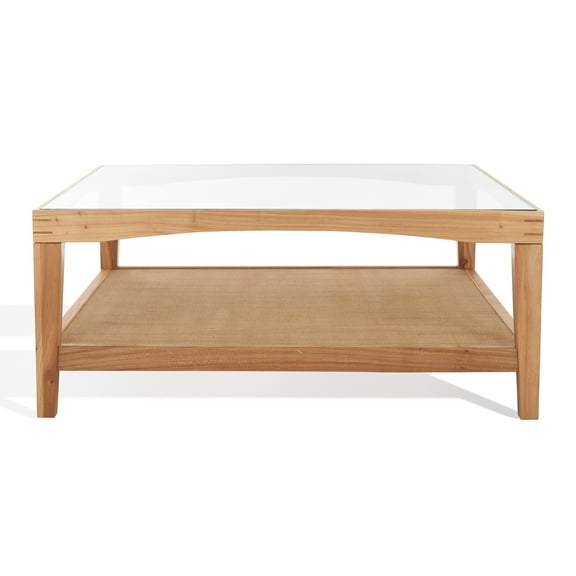 SAFAVIEH Couture Nicolella Contemporary Tempered Glass Coffee Table, Natural
