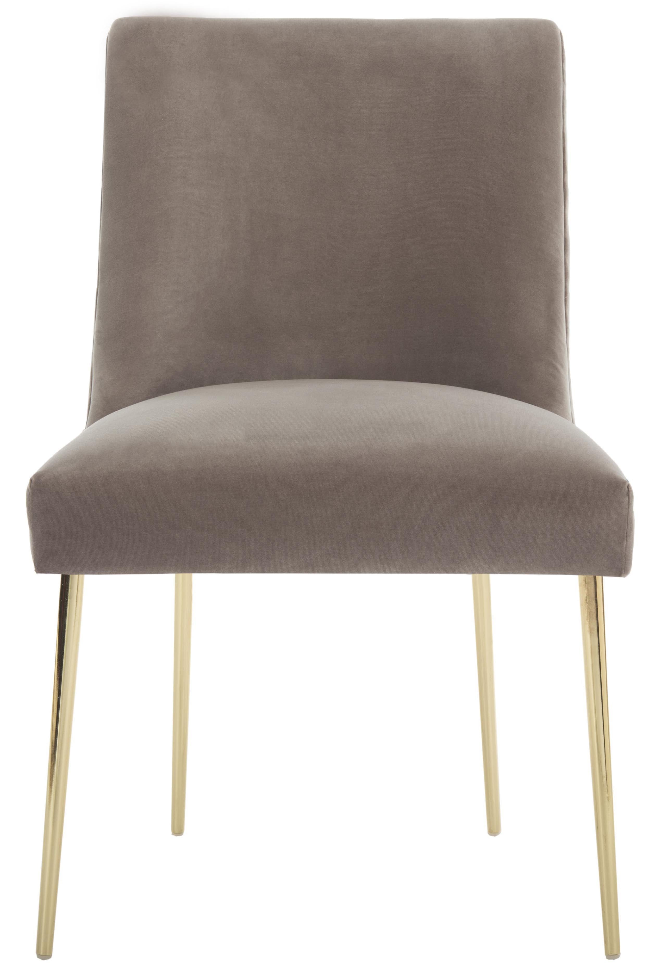 Mouse Grey Velvet Upholstered Dining Chair with Gold Metal Legs