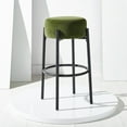 thumbnail image 1 of SAFAVIEH Couture Paisleigh Round Backless Bar Stool, Forest Green/Black, 1 of 10