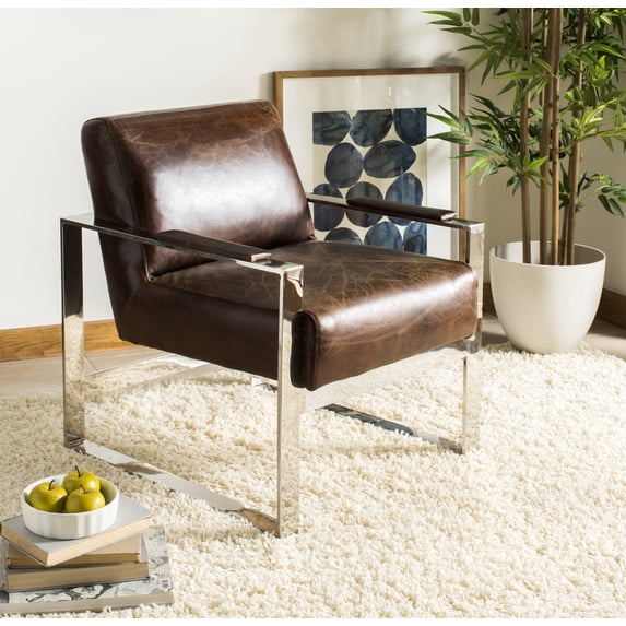 SAFAVIEH Couture Parkgate Occasional Leather Chair, Vintage Cigar Brown