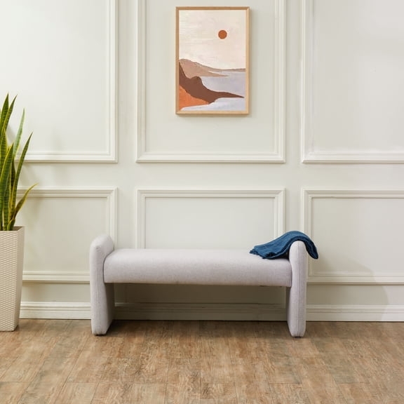 SAFAVIEH Couture Patsy Solid Felt Modern Bench, Light Grey