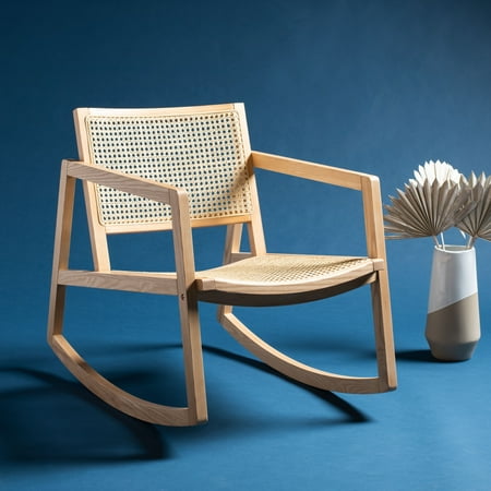 SAFAVIEH Couture Perth Coastal Solid Rattan Rocking Chair, Natural