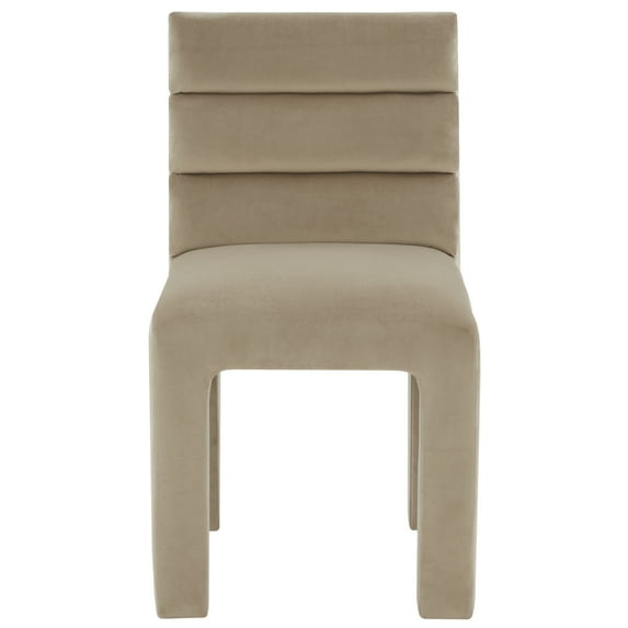 SAFAVIEH Couture Pietro Contemporary Velvet Solid Dining Side Chair, Light Brown