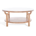 thumbnail image 1 of SAFAVIEH Couture Puck Contemporary Round Glass Coffee Table, Natural/White, 1 of 10