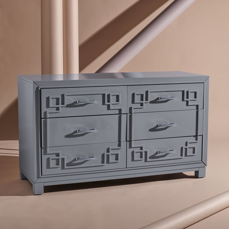 grey glam dresser Safavieh Couture Raina 6 Drawer VENDOR COLOR-BROWN