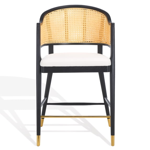 SAFAVIEH Couture Rogue Square Mid Back Bar Stool, Black/Natural