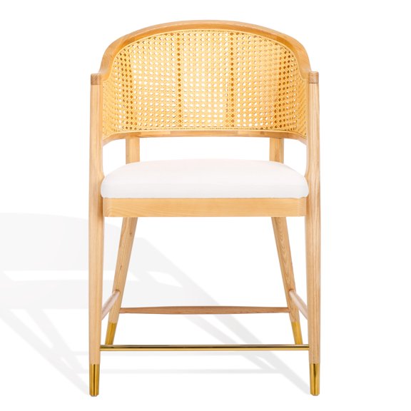 SAFAVIEH Couture Rogue Square Mid Back Counter Stool, Natural
