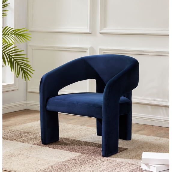 SAFAVIEH Couture Roseanna Modern Velvet Solid Accent Chair, Navy