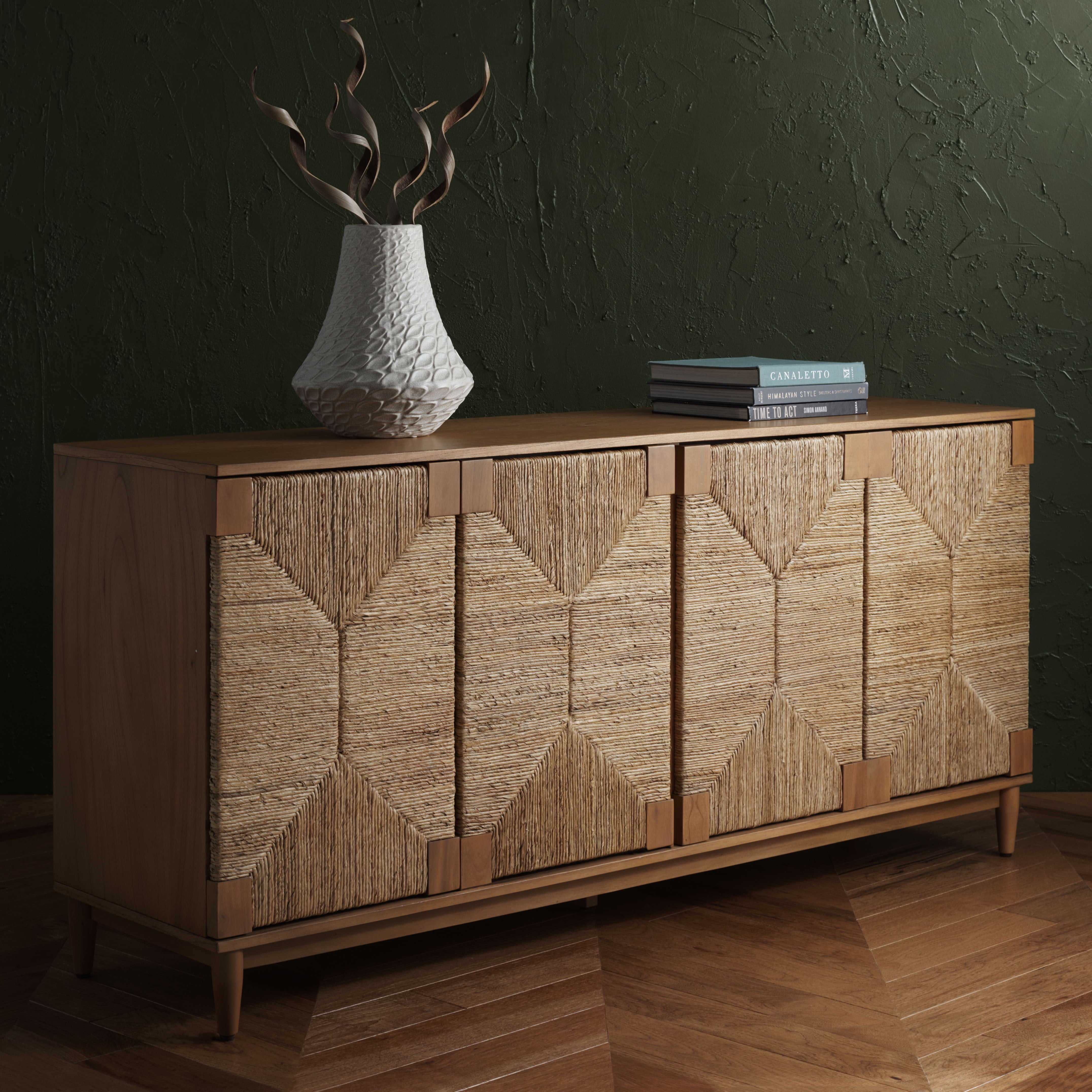 Natural Mahogany and Banana Stem 70'' Sideboard