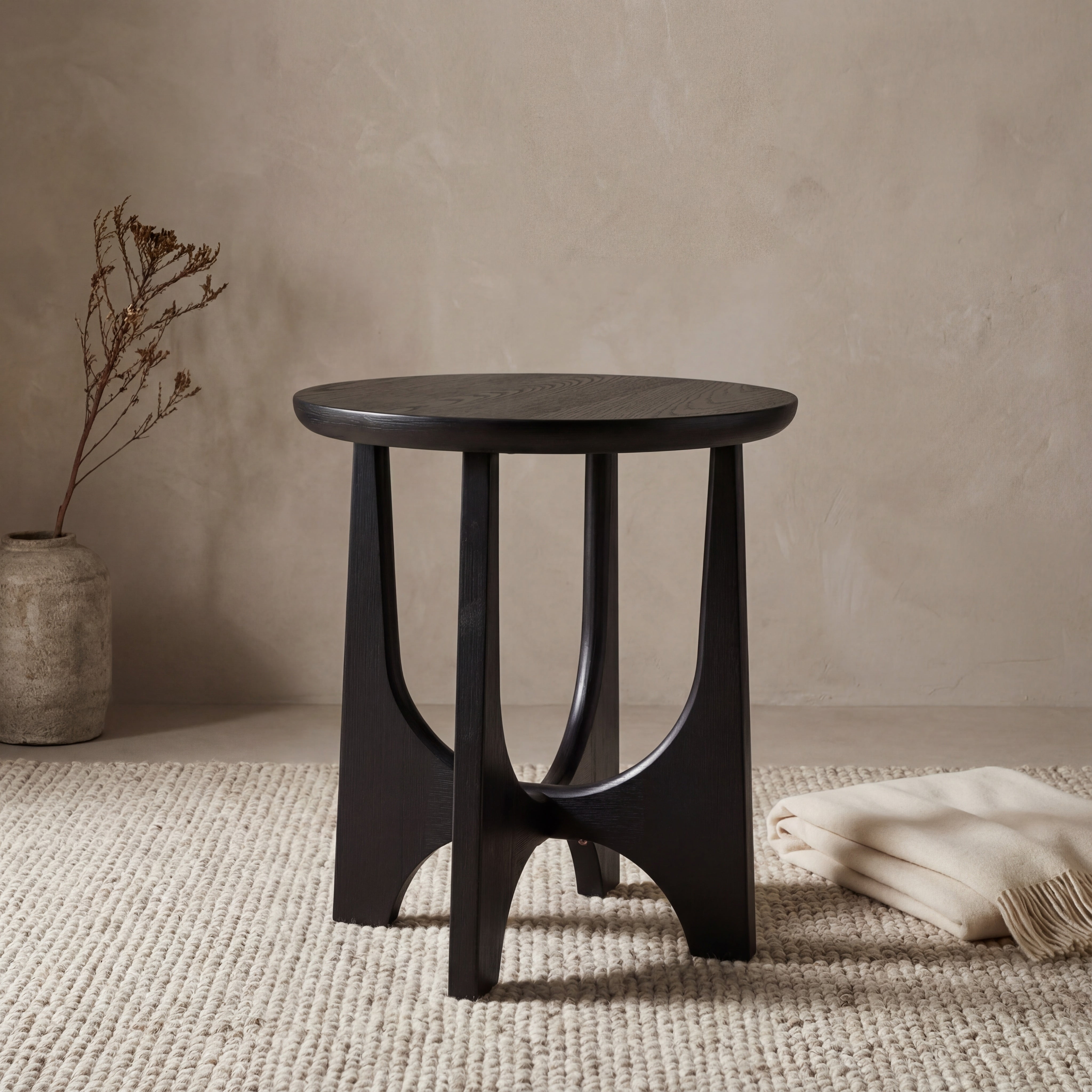 SAFAVIEH Couture Sasha Mid-Century Wood Round End Table, Black