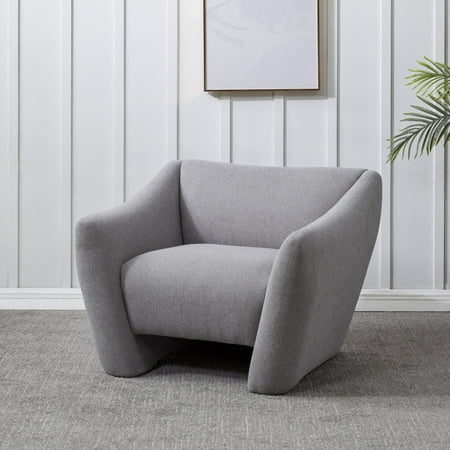 SAFAVIEH Couture Stefanie Modern Linen Solid Accent Chair, Light Grey