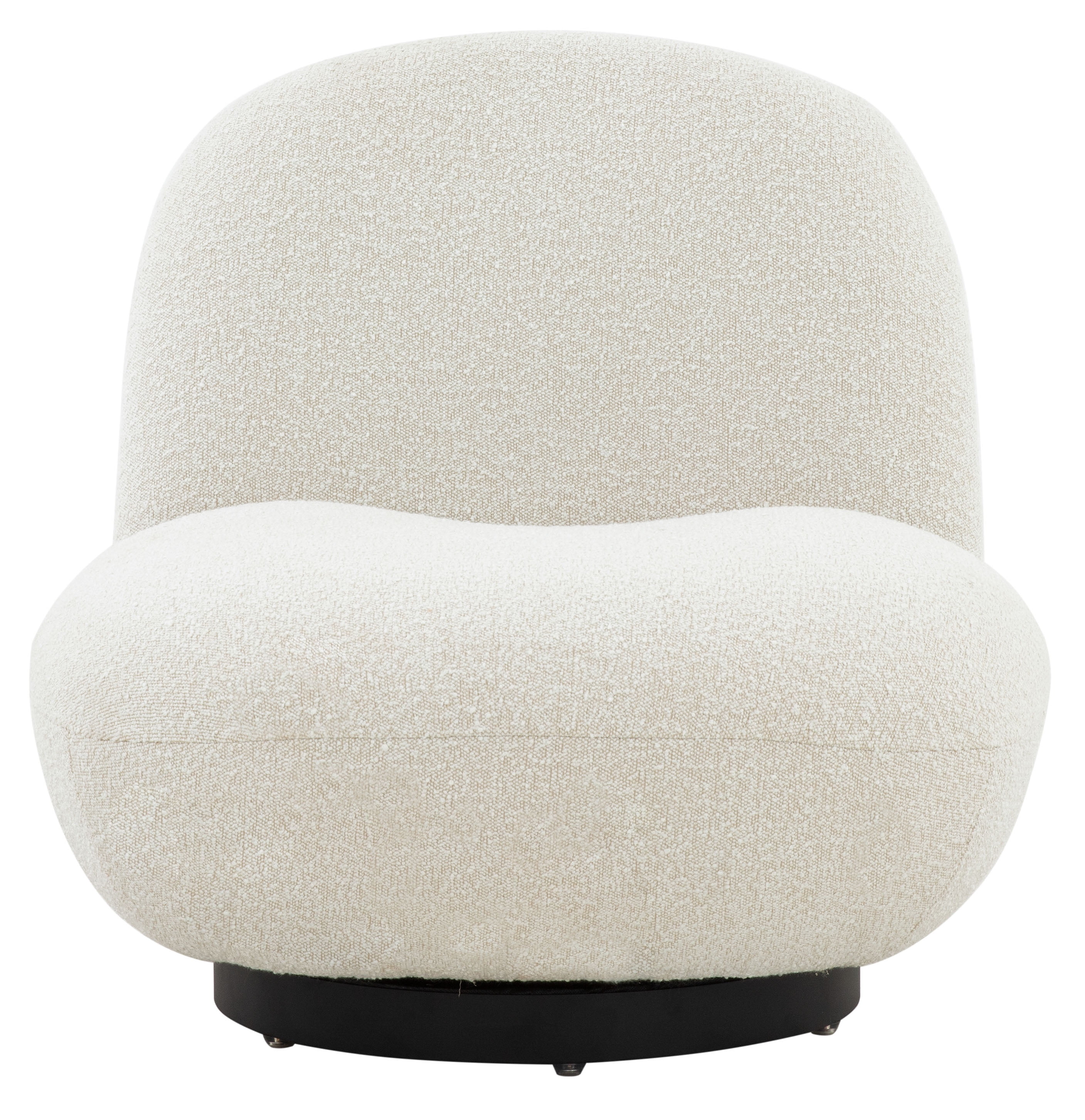 Ivory Boucle Wood 36" Modern Low-Slung Accent Chair