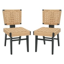 SAFAVIEH Couture Susanne Natural Woven Paper Solid Dining Side Chair, Black/Natural (Set of 2)
