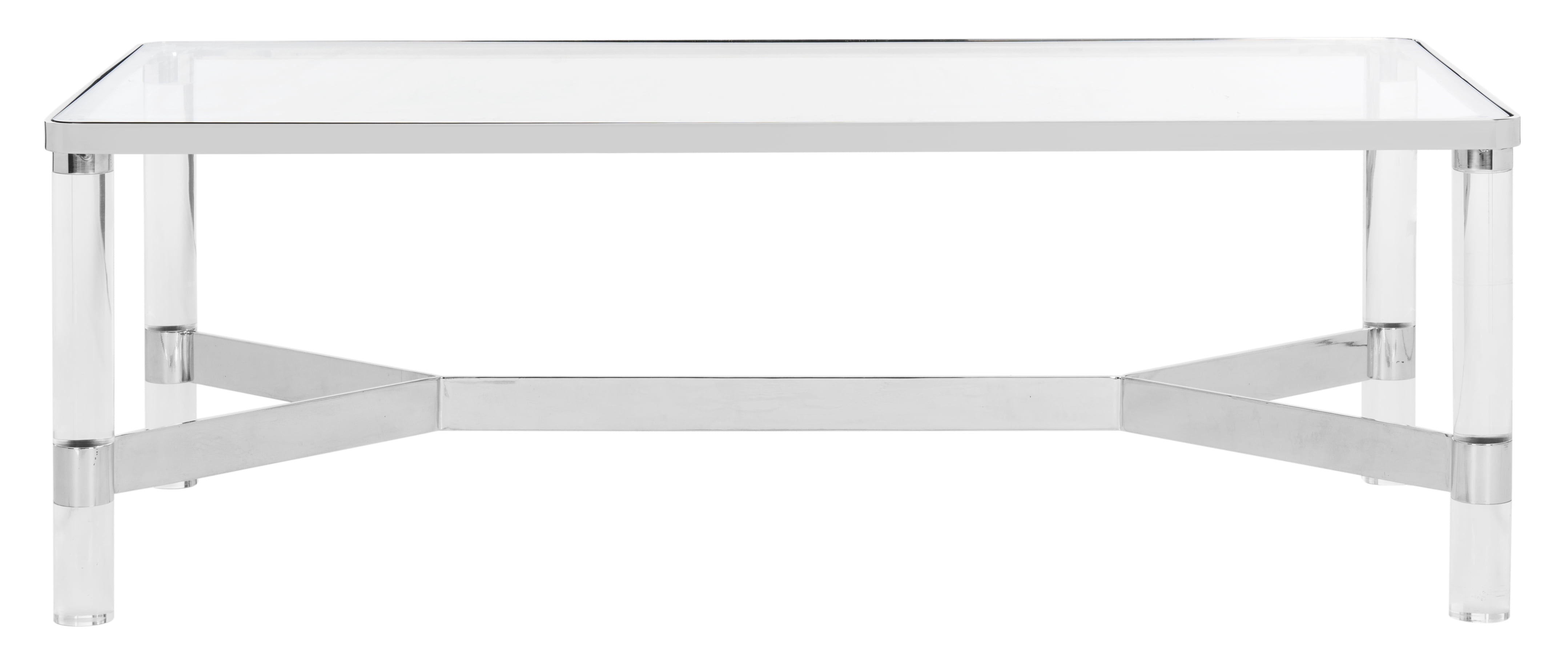 Transitional Suzanna 47'' Silver Acrylic Rectangular Coffee Table