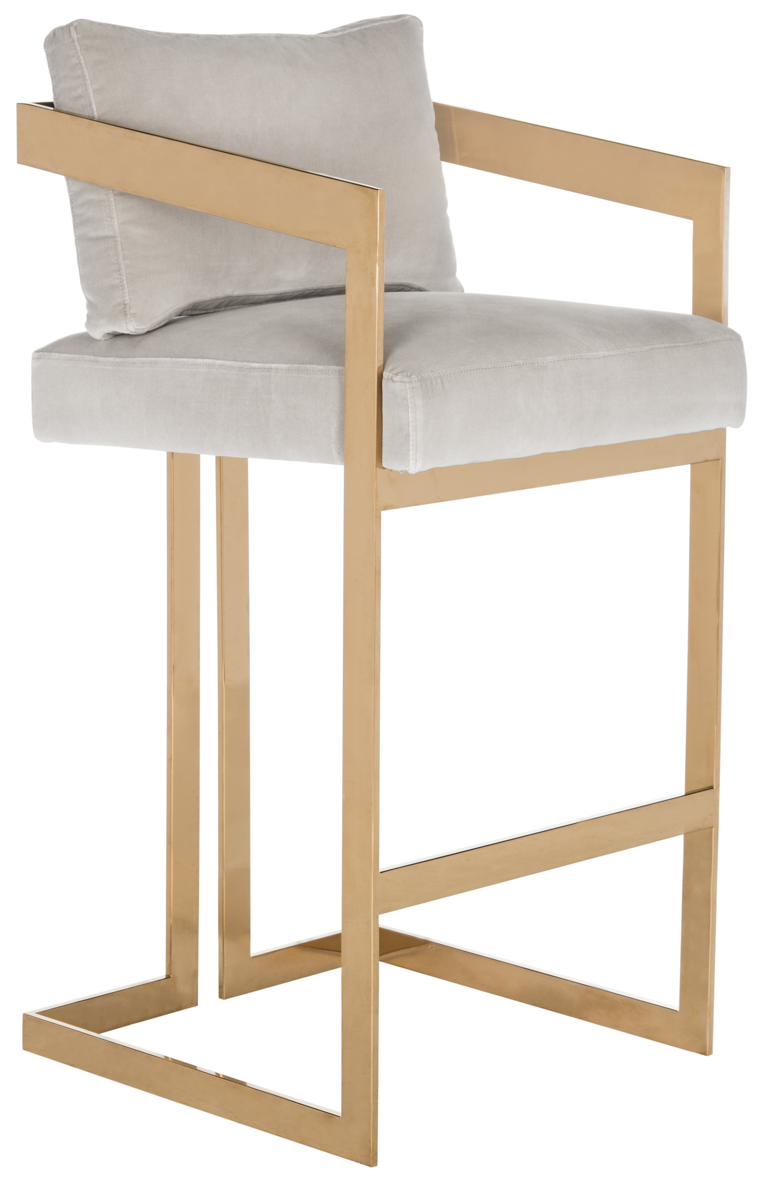 Taraji Almond Velvet and Gold Metal Bar Stool