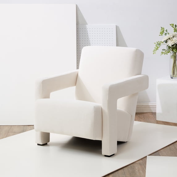 SAFAVIEH Couture Taylor Modern Velvet Solid Accent Chair, Ivory