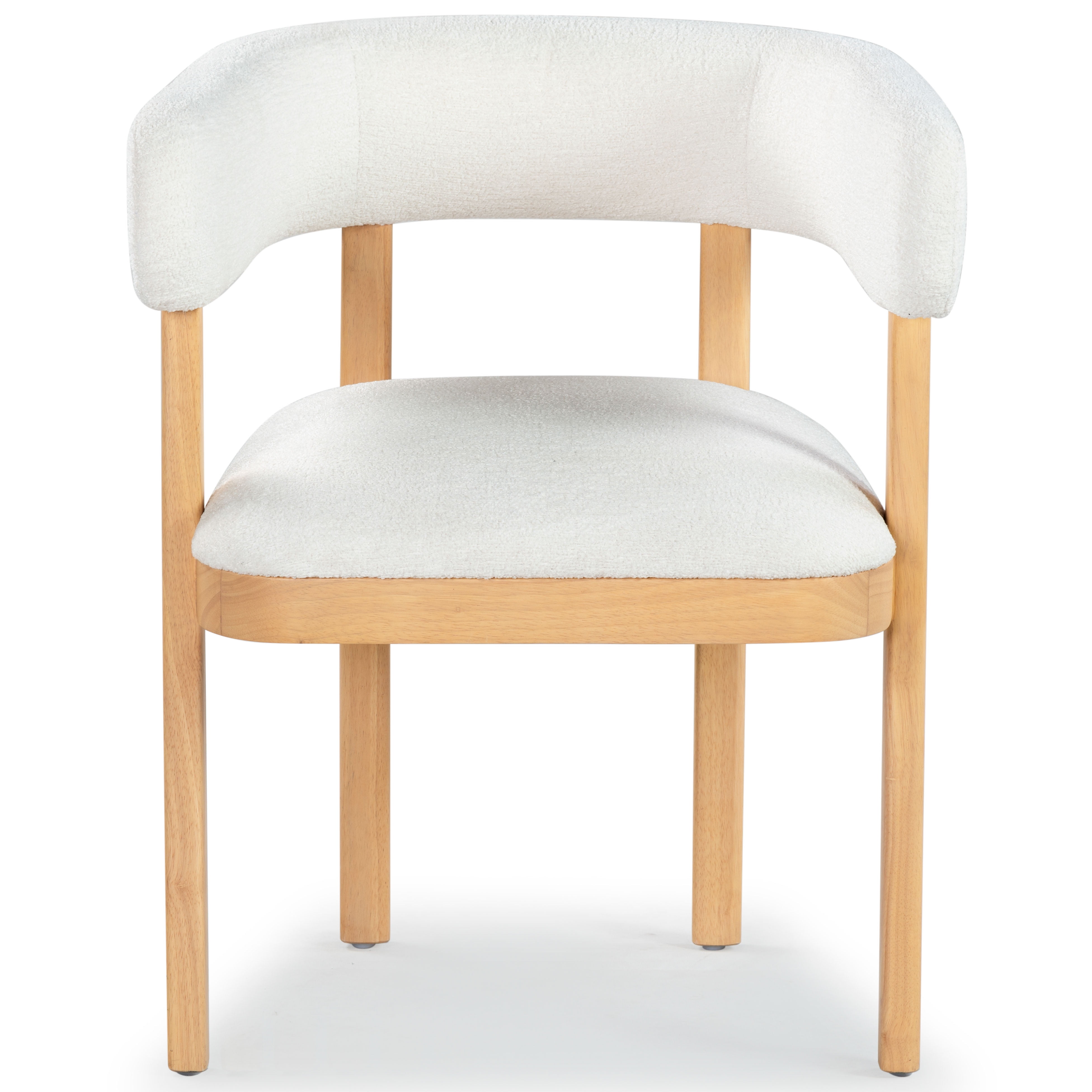 Beige Boucle Upholstered Armchair with Beechwood Frame