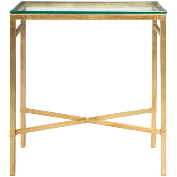 SAFAVIEH Couture Viggo Antique Glam Glass Side Table, Antique Gold Gilt