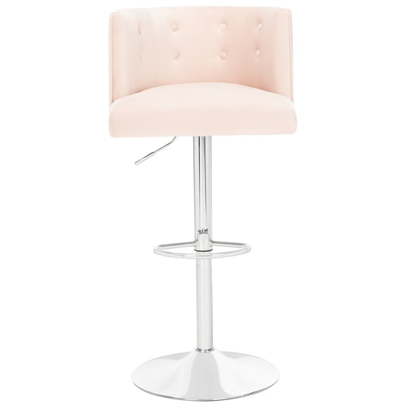 SAFAVIEH Couture Zayna Square Adjustable Mid Back Bar Stool, Light Pink