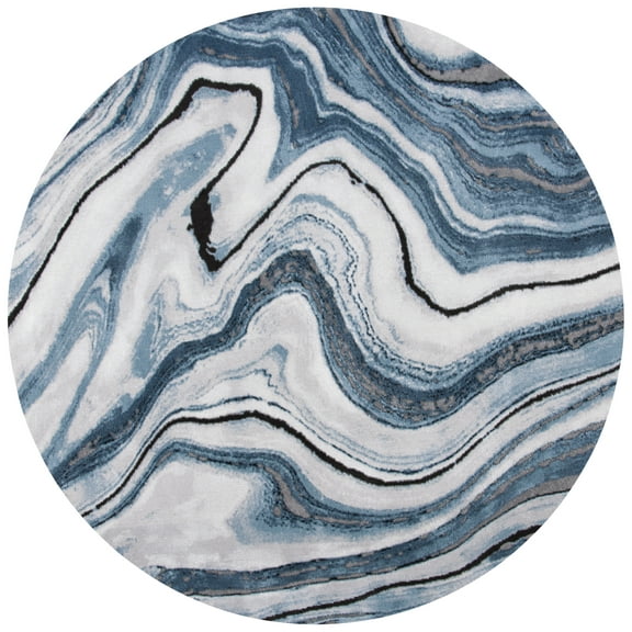 SAFAVIEH Craft Angjelko Abstract Area Rug, Blue/Grey, 6'7" x 6'7" Round
